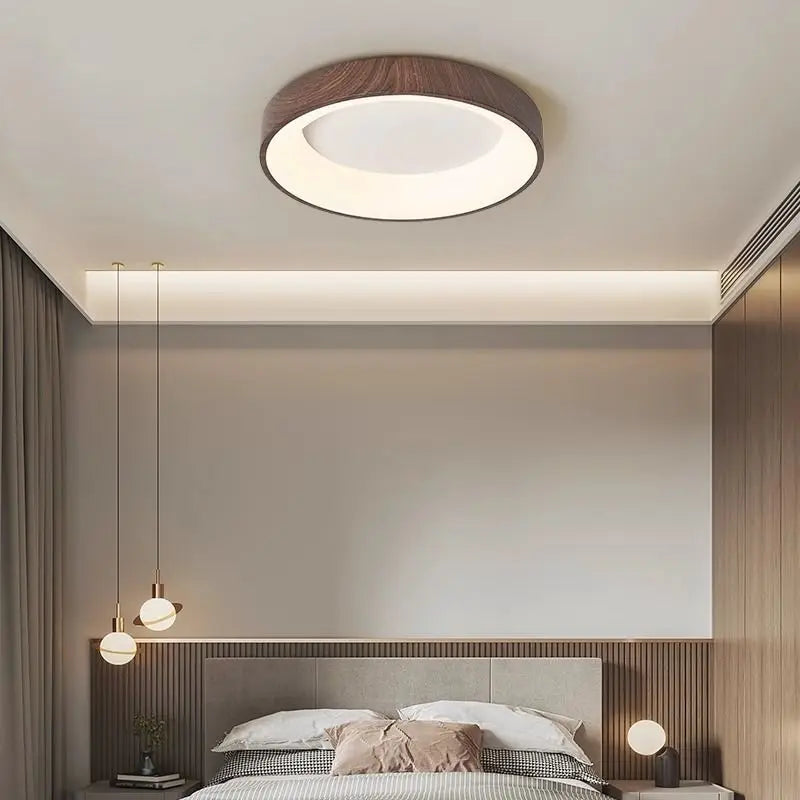 Moderm Wood Grain LED Ceiling Light Nordic Iron Ultra-Thin round Lamp 30/40/50M for Living Room Bedroom Study Home Decorat Lamp