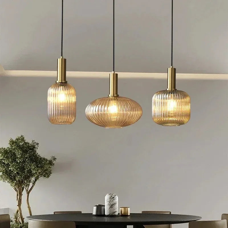 Nordic Glass Chandelier E27 Pendant Light Indoor Hanging Lamp for Kitchen Island Bedroom Hotel Cafe Restaurant Home Lighting