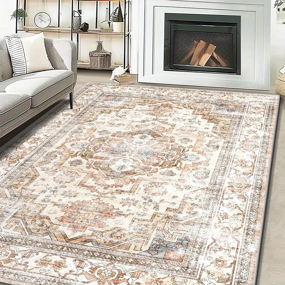 Luxurious Bohemian Geometric Area Rug Living Room Area Carpets Home Vintage-Style Non-Slip Rugs Vintage Retro Floor Mat
