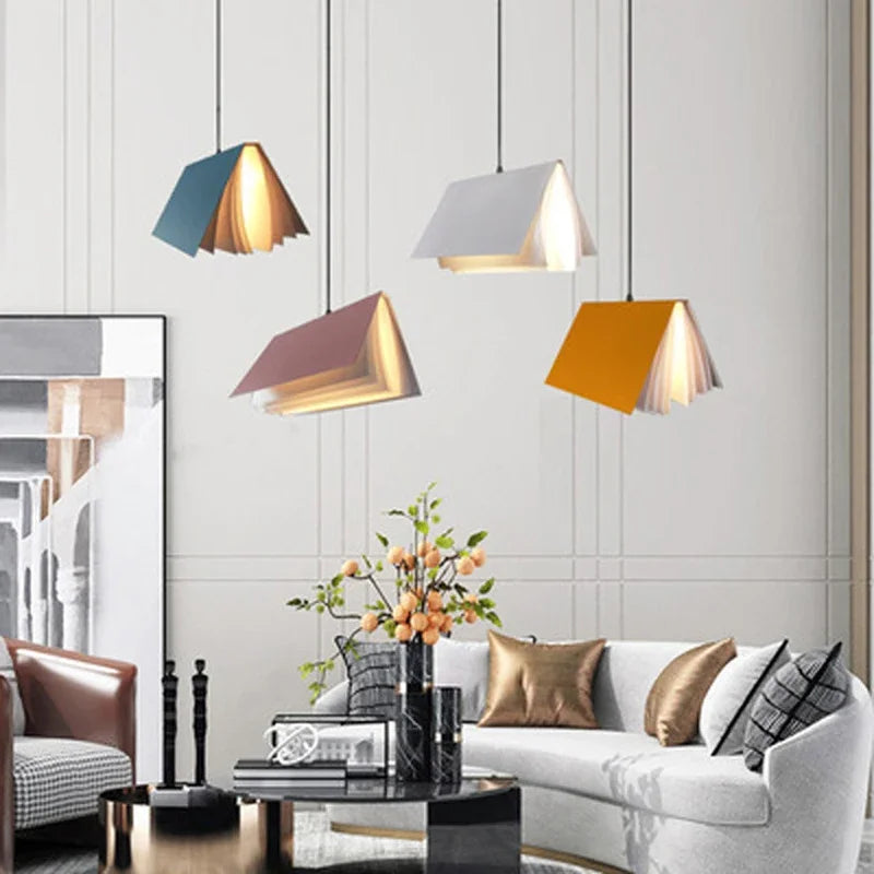 Novelty Pendant Lights Book Decoration Hanging Lampsstudy Room Library Minimalist Staircase Lights for Bookstore Decoration