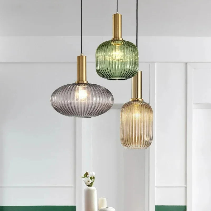 Nordic Glass Chandelier E27 Pendant Light Indoor Hanging Lamp for Kitchen Island Bedroom Hotel Cafe Restaurant Home Lighting