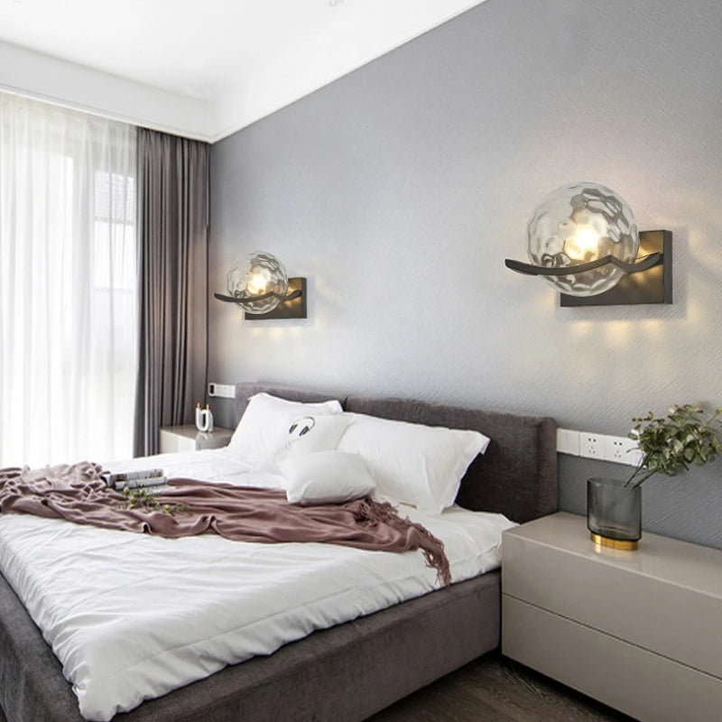 Post Modern Moon Wall Lamp Glass Ball Wall Light White Black Bedroom Decor for Home Interior Sconce Led Night Lights Fixtures