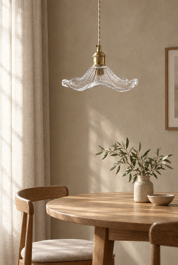 Takpendel med vågig glasskärm