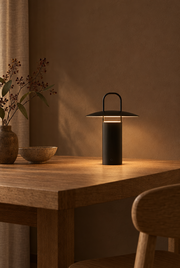 Bärbar bordslampa med handtag