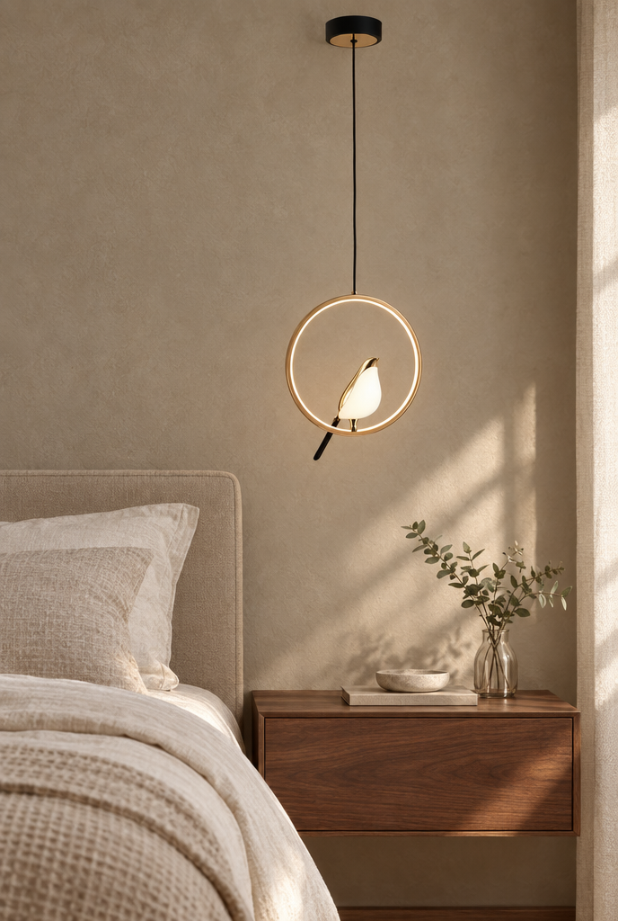 Hemton – pendellampa med fågelmotiv