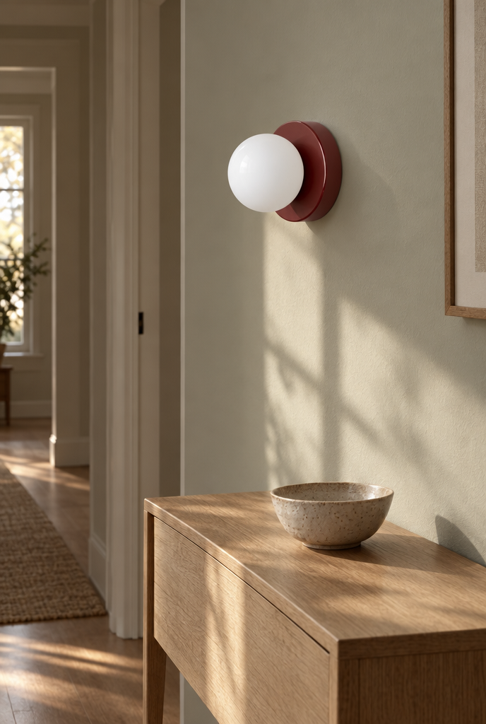 Vägglampa med opalglasglob