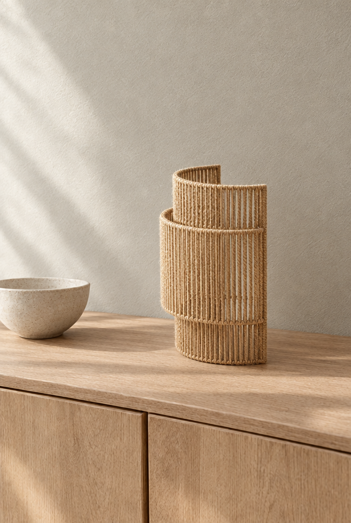 Öppen vägglampskärm i naturfärgad jute