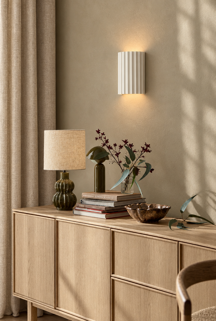 Räfflad vägglampa i resin