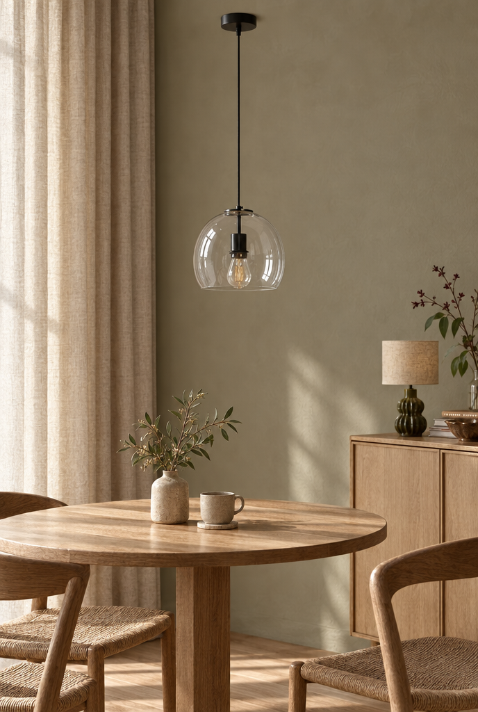 Takpendel med rund glasskärm