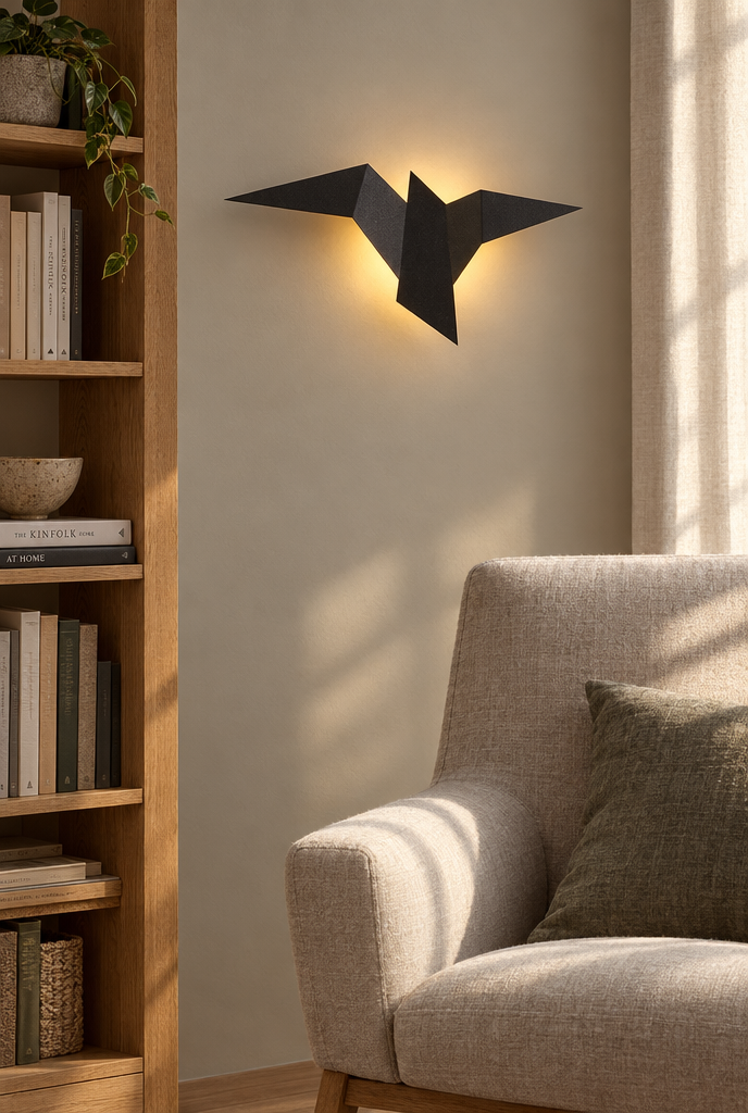 Fågelformad vägglampa