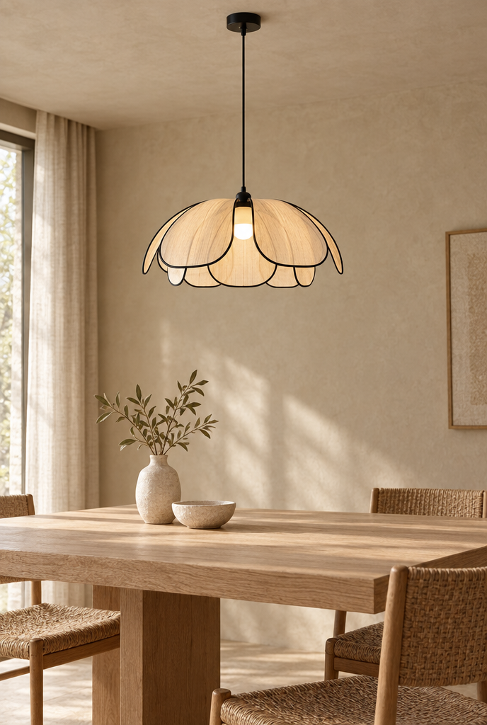Hemton – pendellampa med flätade kronblad