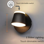 Nordic Indoor LED Wall Lamp with Switch 350 Degrees Rotatable Single Head Bedside Reading Light Hotel Bedroom Sconce Lighting