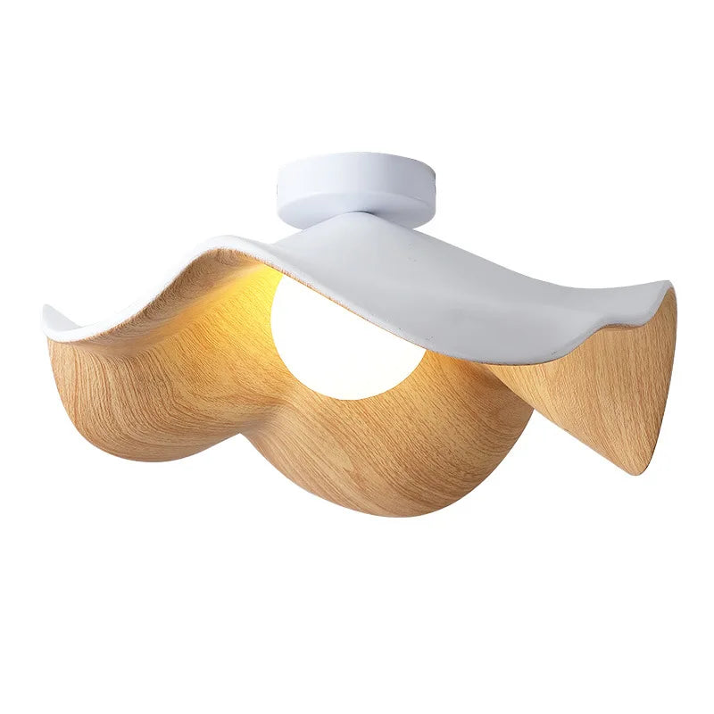 Lotus Leaf Restaurant Original Wood Grain Color Nordic Creative Flower Homestay Bar Japanese Wabi Sabi Wind Table Cellling Lamp