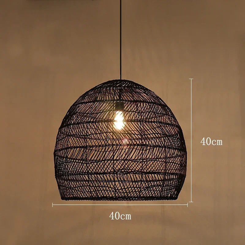 Hand Knitted Rattan Pendant Lamp Suspension Chandelier Ceiling Hanging Light Luminaire Loft Living Dining Room Home Decor