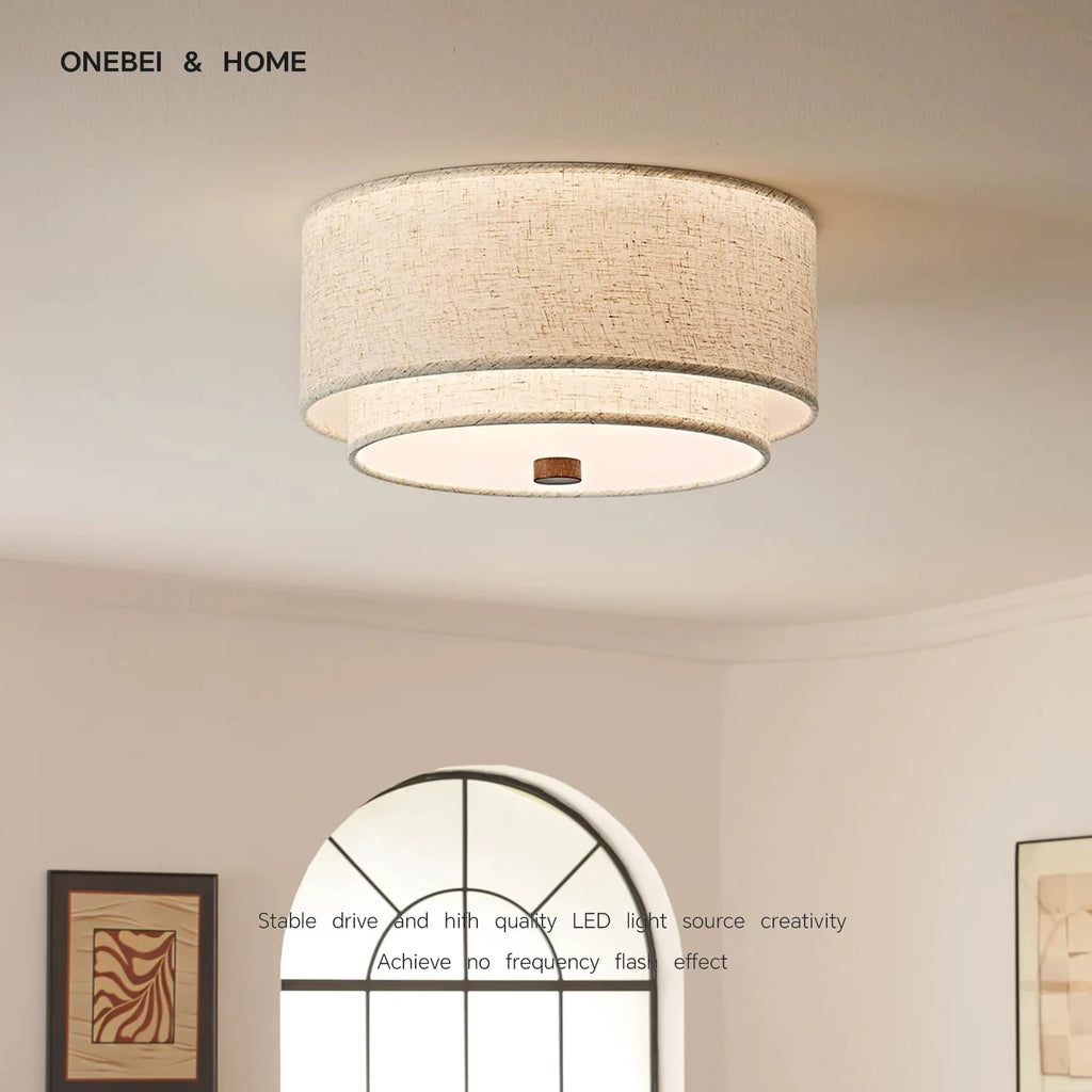 American Style Retro Fabric Ceiling Light Living Room Dining Room Bedroom Corridor Ceiling Light Decoration Home LED Lighting