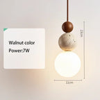 Luma Cream Style Yellow Travertine Pendant Lights, Nature Stone Wood Hanging Lamps for Bedroom Bedside Restaurant Kitchen Island
