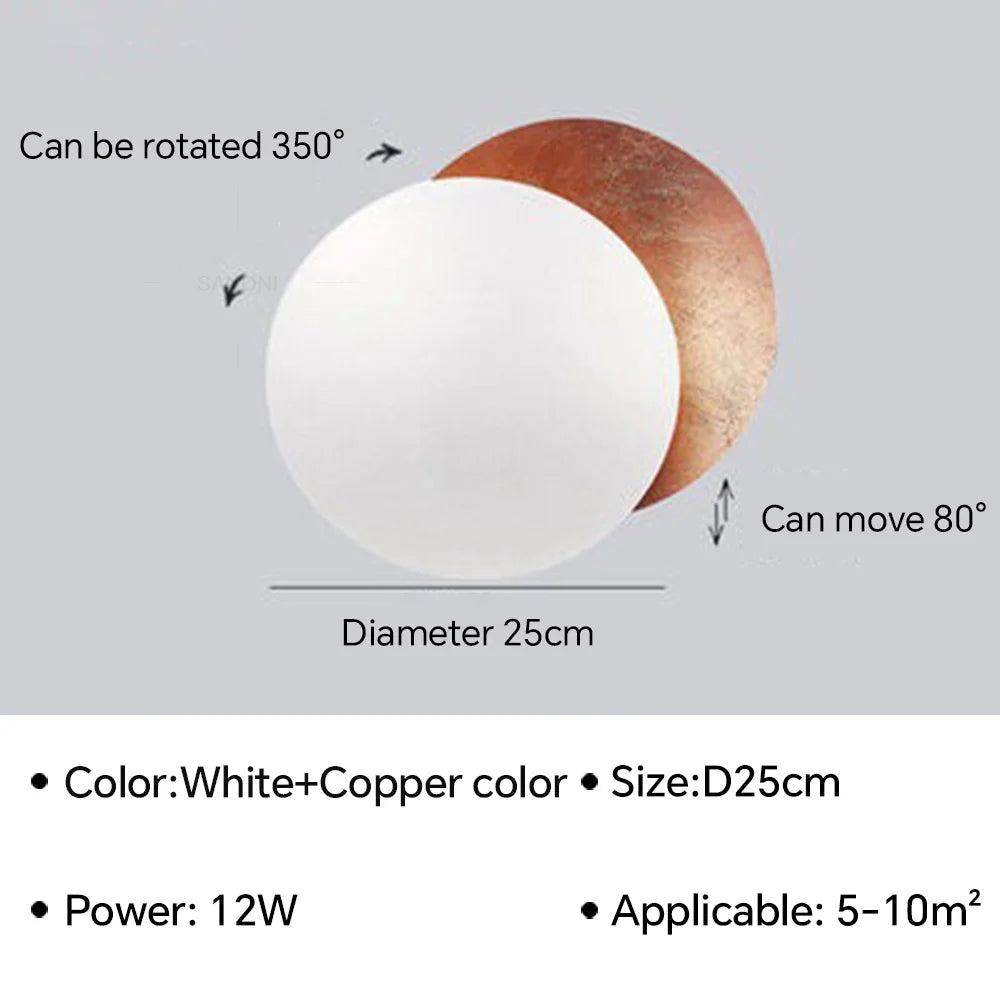Eclipse-Shaped LED Wall Sconce Light for Bedroom Living Room Stair Hallway Bedside Indoor Modern Decorative Fixture