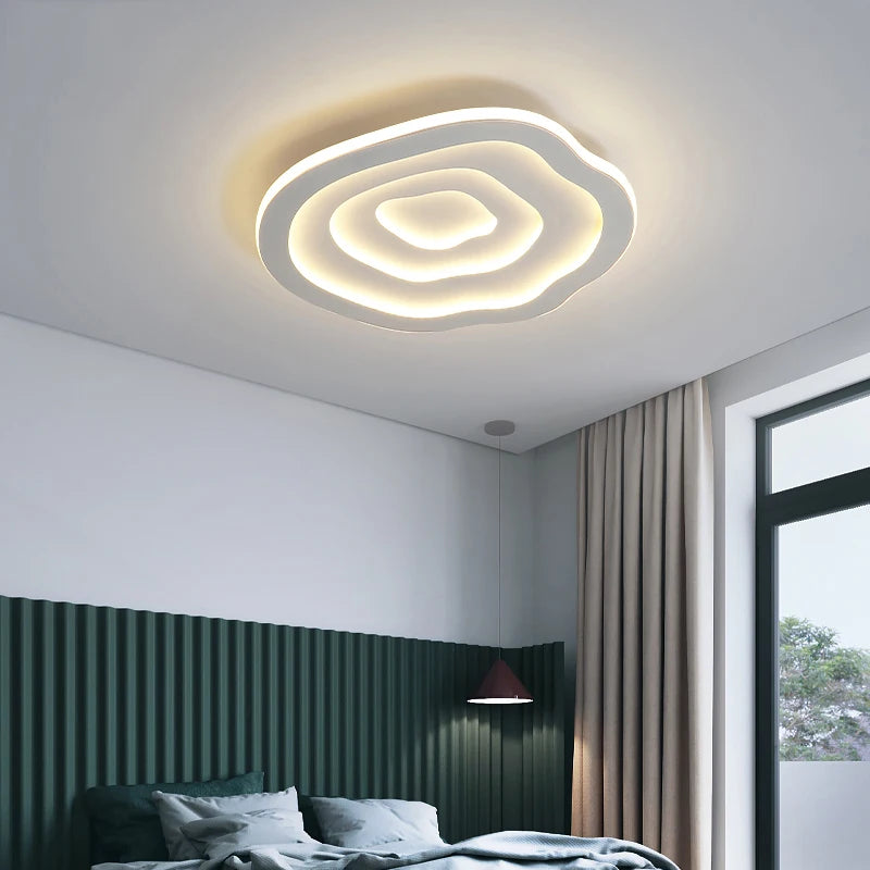 Modern White LED Ceiling Light with Remote Control - Dimmable Surface Mounted for Living Room Bedroom Kitchen Smart Home Lightin