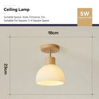 Nordic Wood Glass Ceiling Light Modern Art Striped Glass Corridor Ceiling Lamp for Kitchen Walkway Porch Indoor Lighting Lixture