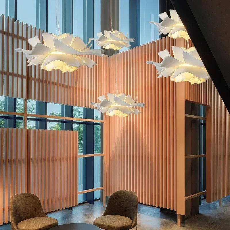Modern Cream Style Lighting Creative Petal Bedroom Lamp Warm Master Bedroom Room Study Pendant Lamp