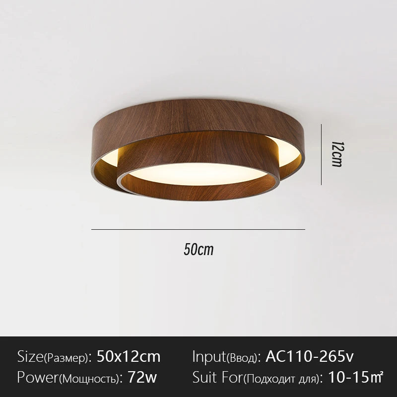 Nordic Walnut Wood LED Ceiling Chandelier for Living Dining Room Balcony Bedroom Lamp Home Decor Indoor Lighting Fixture