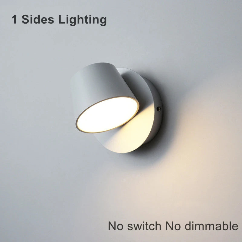 Nordic Indoor LED Wall Lamp with Switch 350 Degrees Rotatable Single Head Bedside Reading Light Hotel Bedroom Sconce Lighting