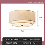 American Style Retro Fabric Ceiling Light Living Room Dining Room Bedroom Corridor Ceiling Light Decoration Home LED Lighting