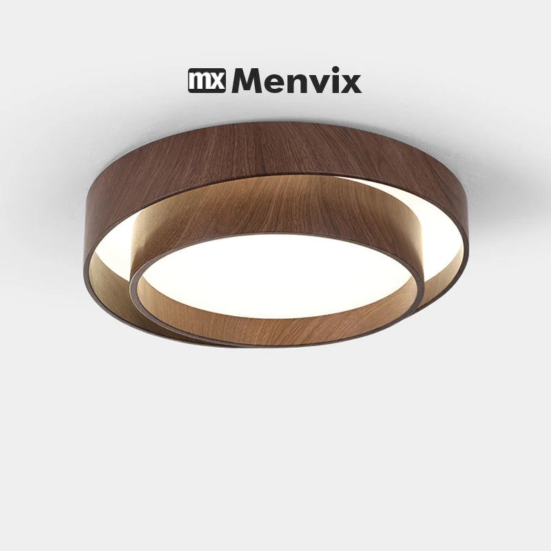 Nordic Walnut Wood LED Ceiling Chandelier for Living Dining Room Balcony Bedroom Lamp Home Decor Indoor Lighting Fixture