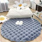 Plush and Soft Faux Rabbit round Rug Made from Upgraded Materials and Machine Washable Features a Modern Minimalist Design