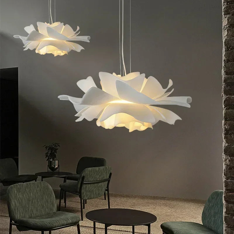 Modern Cream Style Lighting Creative Petal Bedroom Lamp Warm Master Bedroom Room Study Pendant Lamp