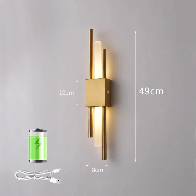 Nordic LED Wall Lamp Rechargeable Indoor Light Plug in Bedroom Bedside Living Room for Home Stairs Decoration Lamps Wall Light