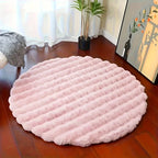 Plush and Soft Faux Rabbit round Rug Made from Upgraded Materials and Machine Washable Features a Modern Minimalist Design