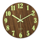 12 Inch Luminous Wall Clock Wood Silent Light in Dark Night Nordic Fashion Wall Clock Non Ticking Clock with Night Light