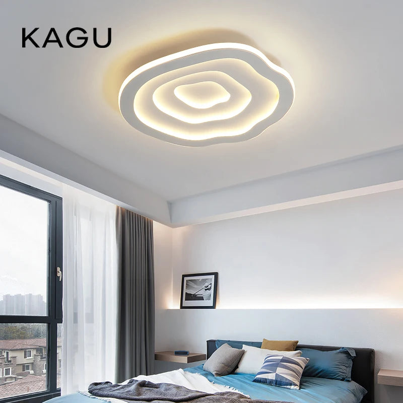 Modern White LED Ceiling Light with Remote Control - Dimmable Surface Mounted for Living Room Bedroom Kitchen Smart Home Lightin