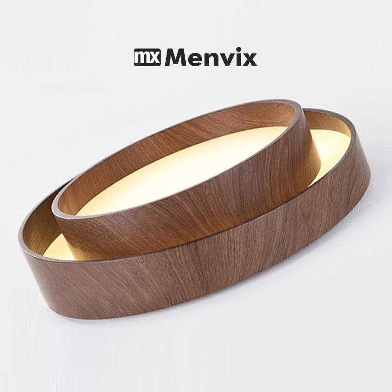 Nordic Walnut Wood LED Ceiling Chandelier for Living Dining Room Balcony Bedroom Lamp Home Decor Indoor Lighting Fixture
