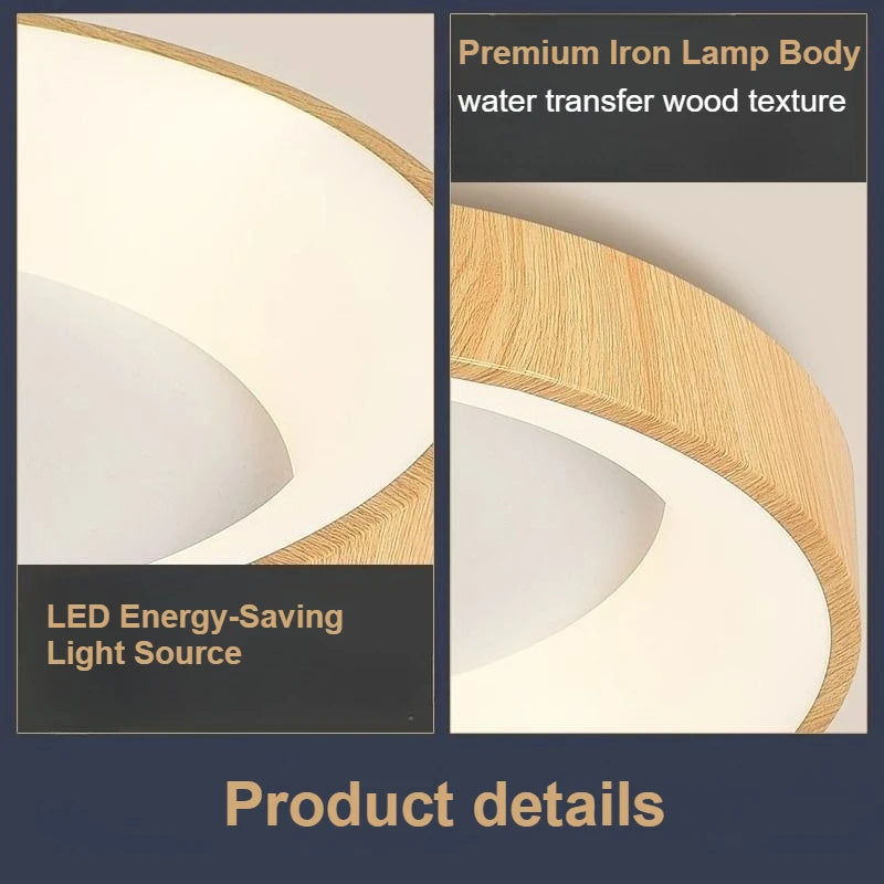 Moderm Wood Grain LED Ceiling Light Nordic Iron Ultra-Thin round Lamp 30/40/50M for Living Room Bedroom Study Home Decorat Lamp