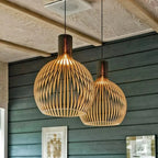 Modern Lighting Wooden Ceiling Hanging Light Nordic Natural Wood Pendant Lamp for Restaurant Hotel Villa Cafe Living Dining Room