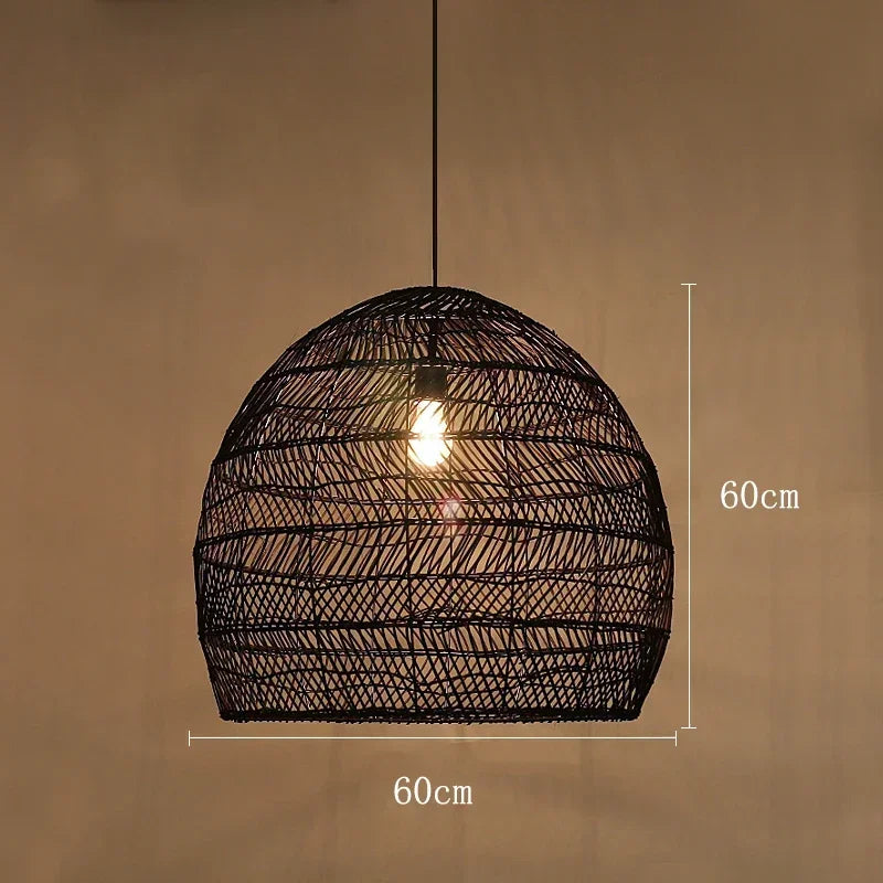 Hand Knitted Rattan Pendant Lamp Suspension Chandelier Ceiling Hanging Light Luminaire Loft Living Dining Room Home Decor