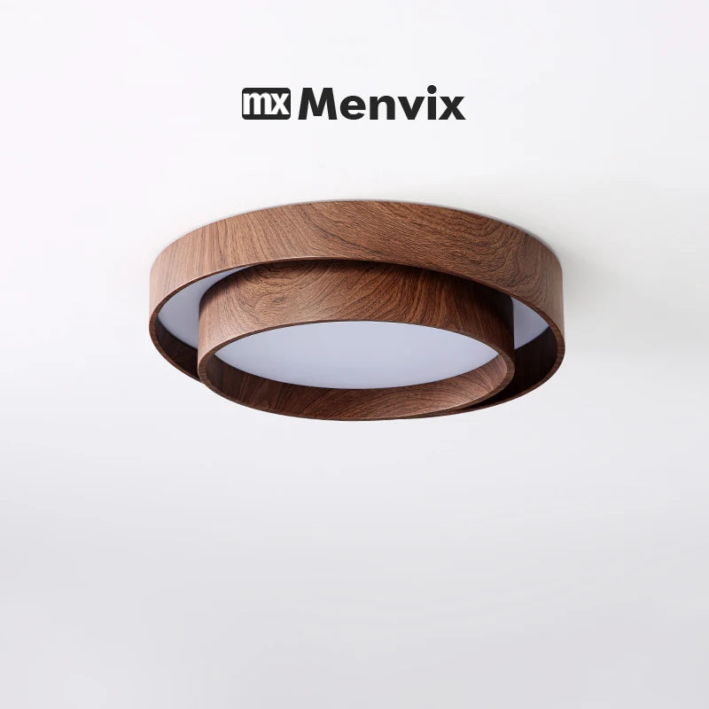 Nordic Walnut Wood LED Ceiling Chandelier for Living Dining Room Balcony Bedroom Lamp Home Decor Indoor Lighting Fixture