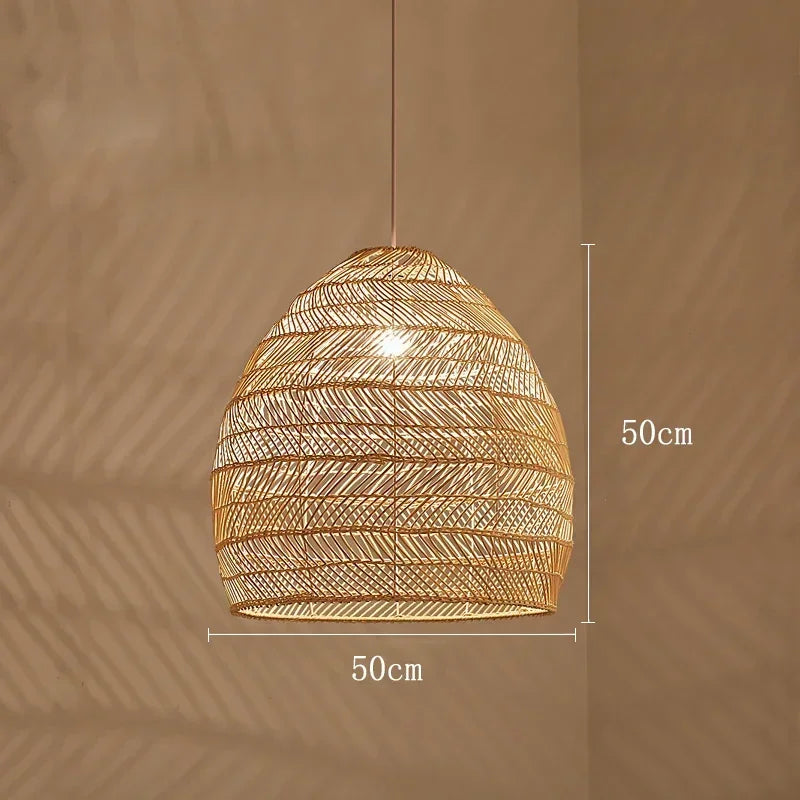 Hand Knitted Rattan Pendant Lamp Suspension Chandelier Ceiling Hanging Light Luminaire Loft Living Dining Room Home Decor