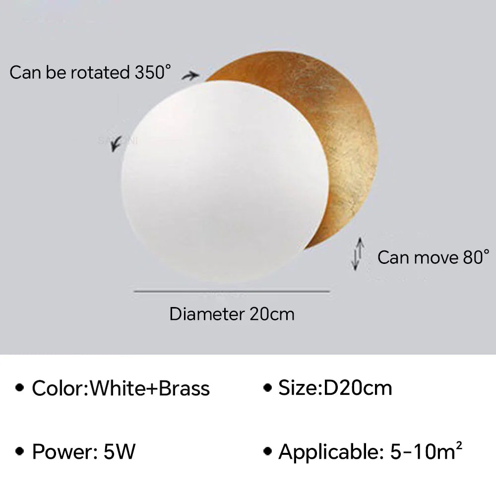Eclipse-Shaped LED Wall Sconce Light for Bedroom Living Room Stair Hallway Bedside Indoor Modern Decorative Fixture