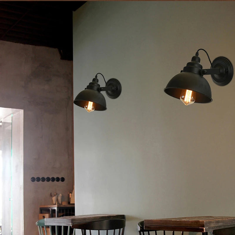 Vintage Wall Lamp E27 Industrial Wall Sconce Black Wall Light for Indoor Lighting Adjustable Retro Loft Bedside Bedroom Light