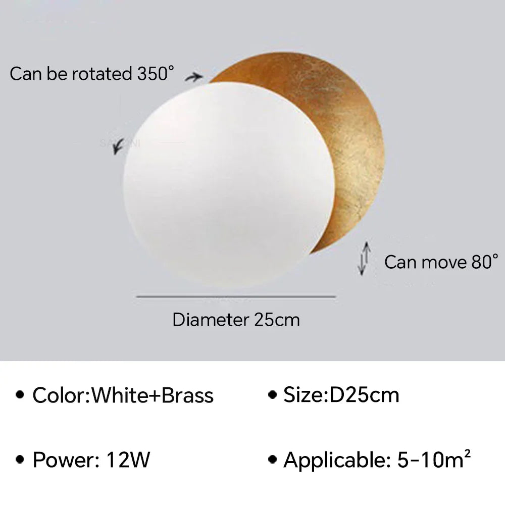 Eclipse-Shaped LED Wall Sconce Light for Bedroom Living Room Stair Hallway Bedside Indoor Modern Decorative Fixture