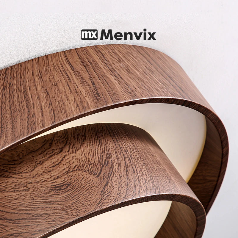 Nordic Walnut Wood LED Ceiling Chandelier for Living Dining Room Balcony Bedroom Lamp Home Decor Indoor Lighting Fixture