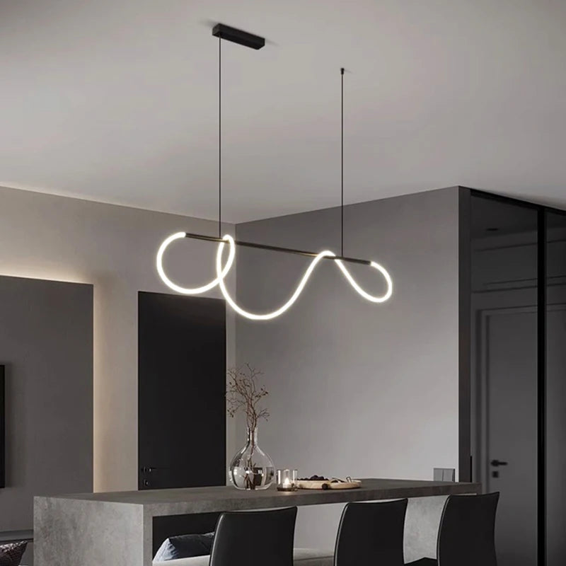 Nordic Home Decor Line Chandeliers for Dining Room Lustre Pendant Lights Hanging Lamps for Ceiling Light Fixture Indoor Lighting