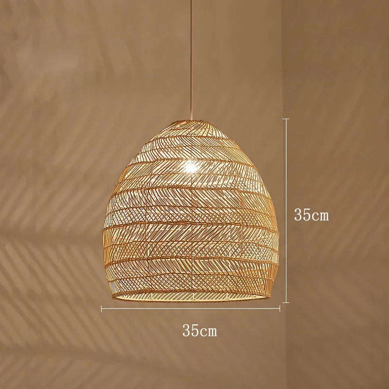 Hand Knitted Rattan Pendant Lamp Suspension Chandelier Ceiling Hanging Light Luminaire Loft Living Dining Room Home Decor
