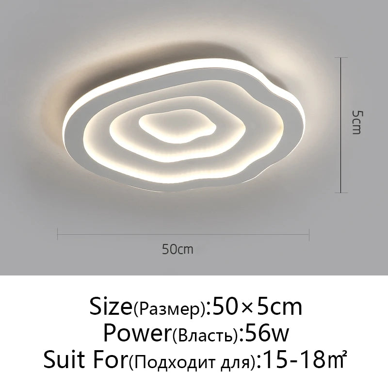 Modern White LED Ceiling Light with Remote Control - Dimmable Surface Mounted for Living Room Bedroom Kitchen Smart Home Lightin