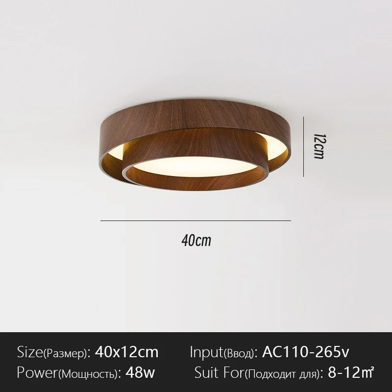 Nordic Walnut Wood LED Ceiling Chandelier for Living Dining Room Balcony Bedroom Lamp Home Decor Indoor Lighting Fixture