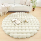 Plush and Soft Faux Rabbit round Rug Made from Upgraded Materials and Machine Washable Features a Modern Minimalist Design
