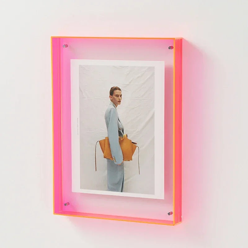 Ins Style Acrylic Photo Frame Colorful Picture Frame without Photos Transparent Table Wall Decoration Hall Bedroom